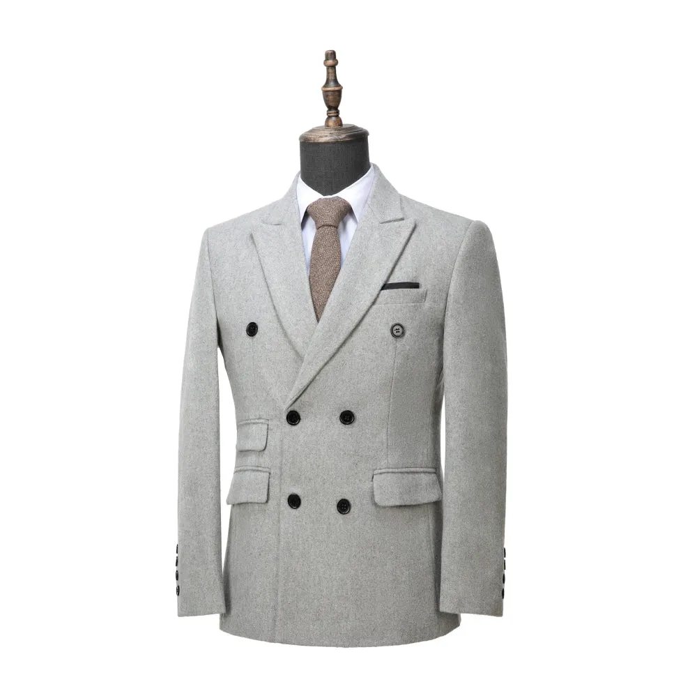 Men's Casual Tweed Notch Lapel Blazer