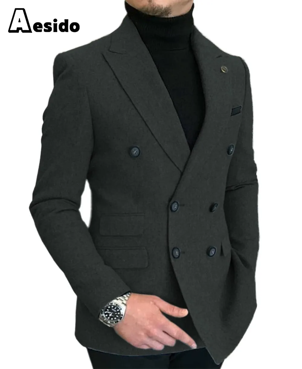 Men's Casual Tweed Notch Lapel Blazer