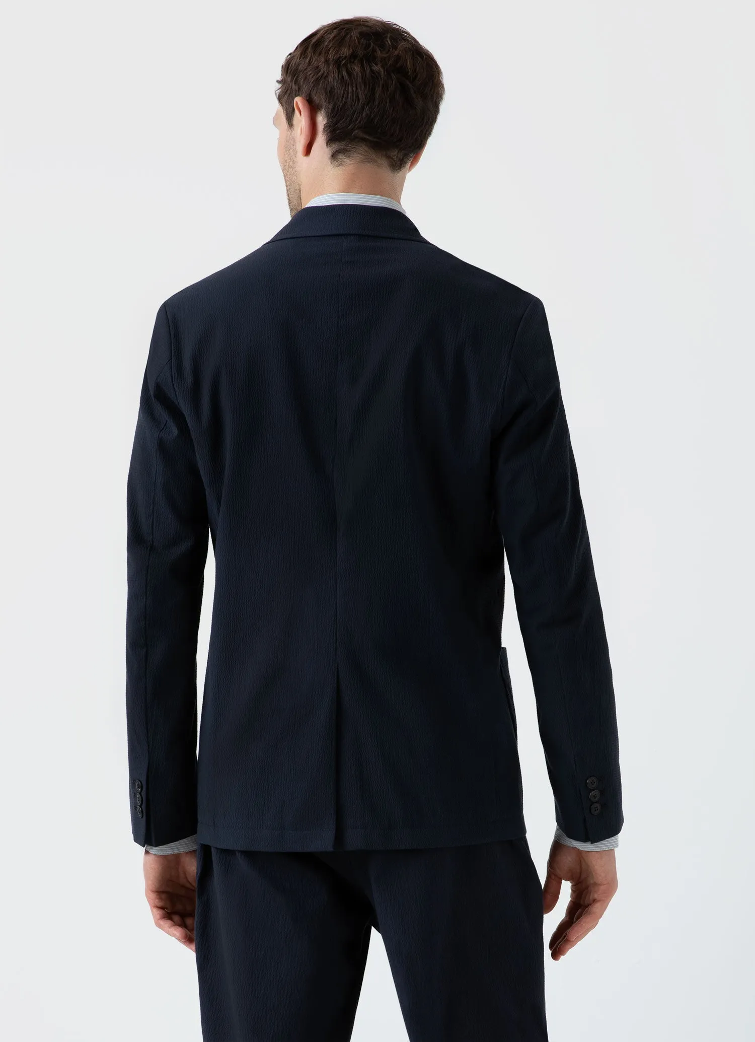 Men's Seersucker Blazer in Navy