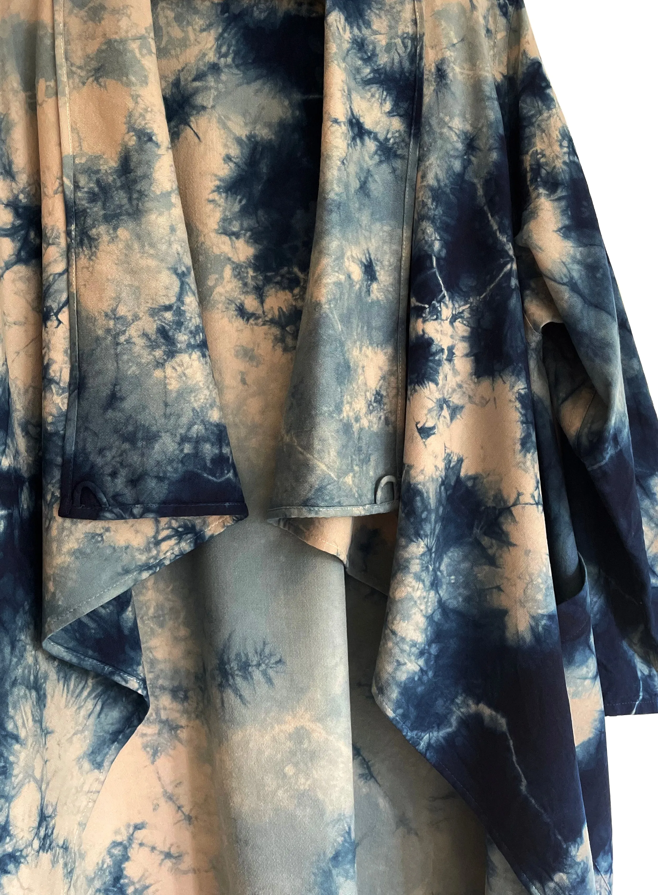 Merino Wool Waterfall Jacket In Abstract Indigo Shibori