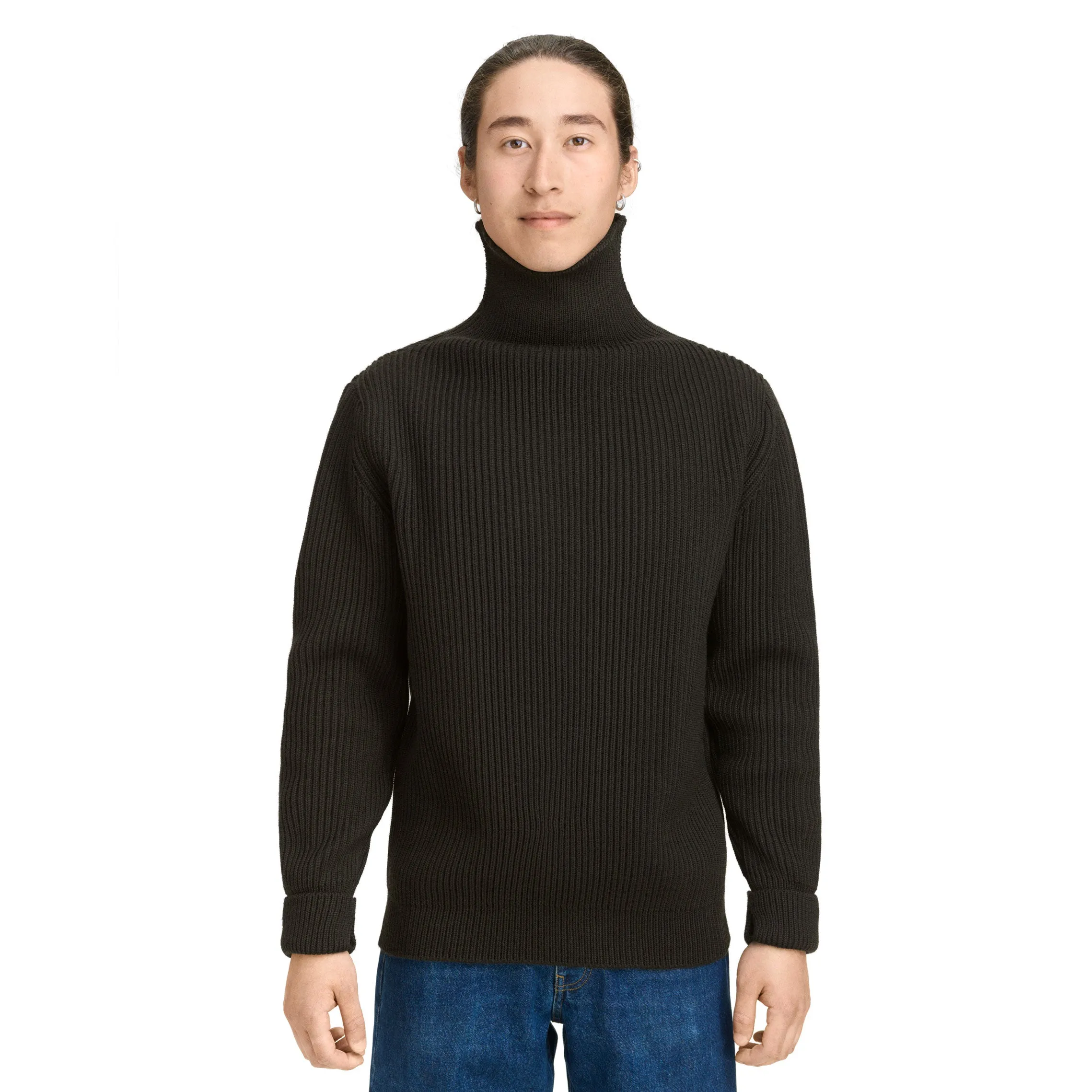 Navy Turtleneck Camel