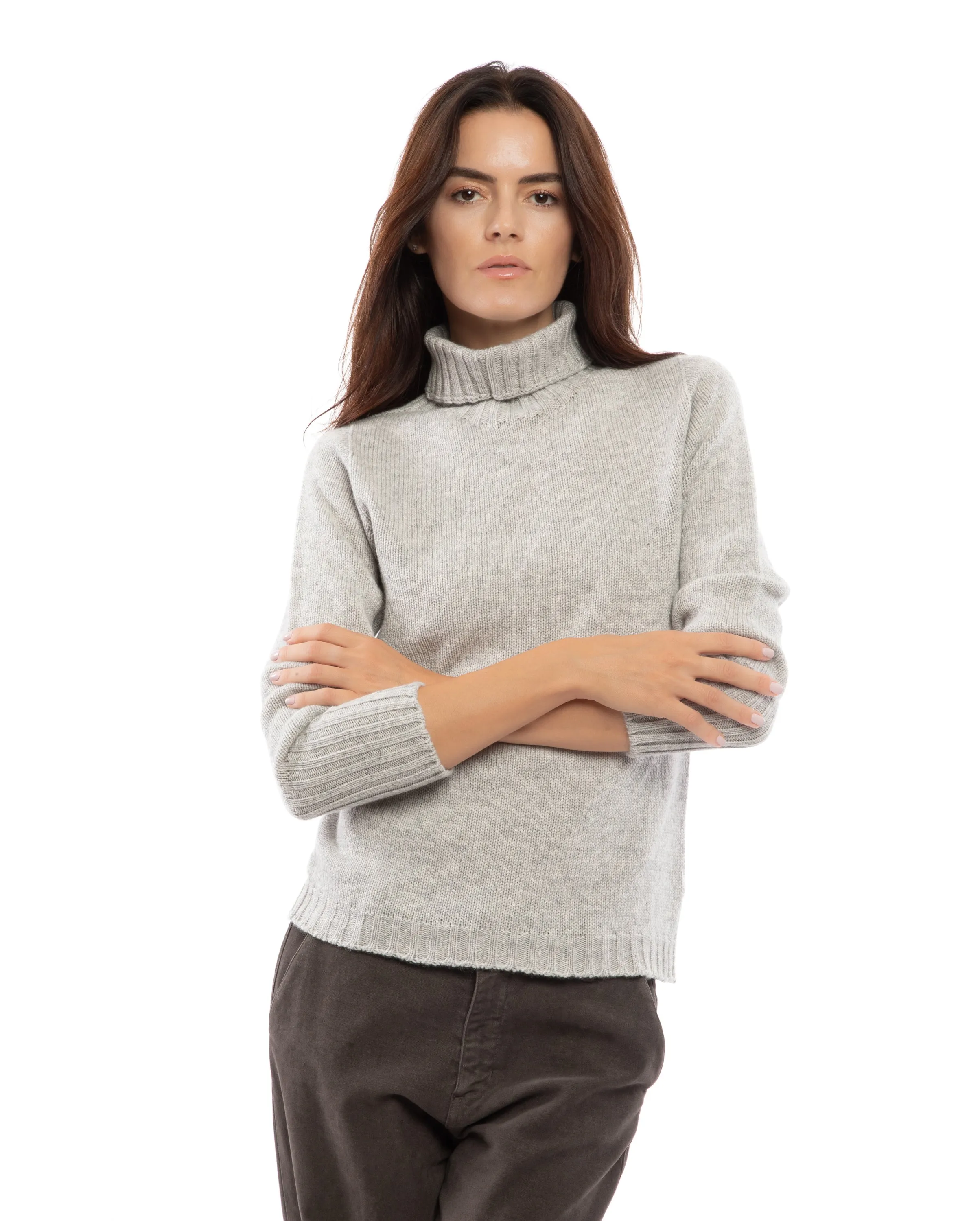 NEW FALL 24 - Women's Classic Cashmere Turtleneck Sweater Melange Blue