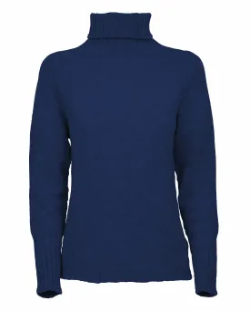 NEW FALL 24 - Women's Classic Cashmere Turtleneck Sweater Melange Blue