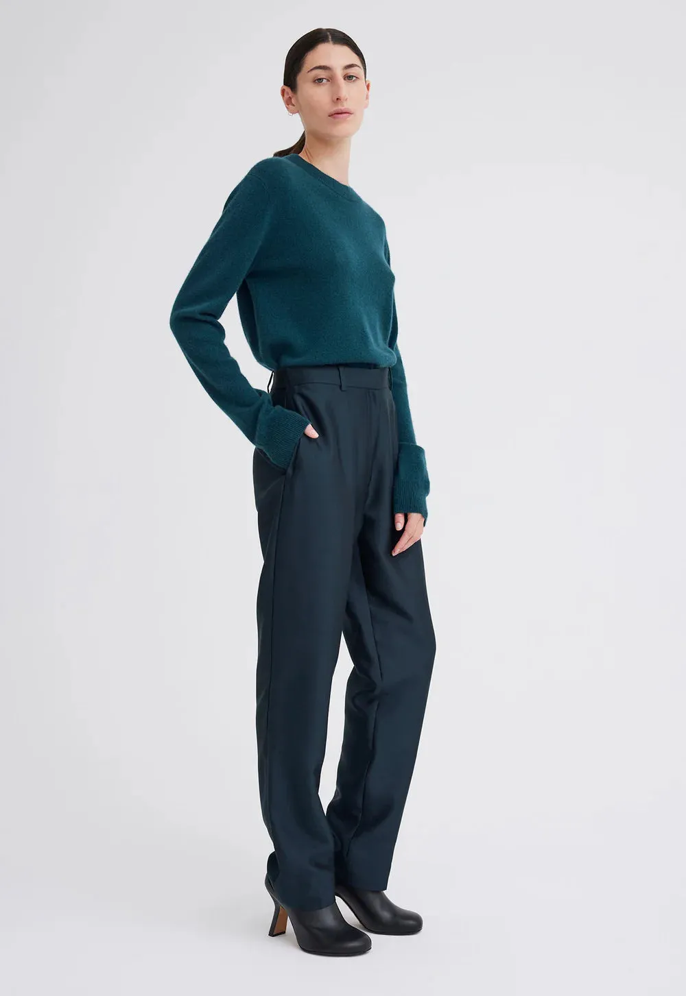 Novel Silk Wool Pant in Bavaria Green