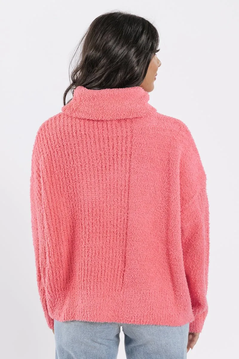 Pink Long Sleeve Turtleneck Sweater - FINAL SALE