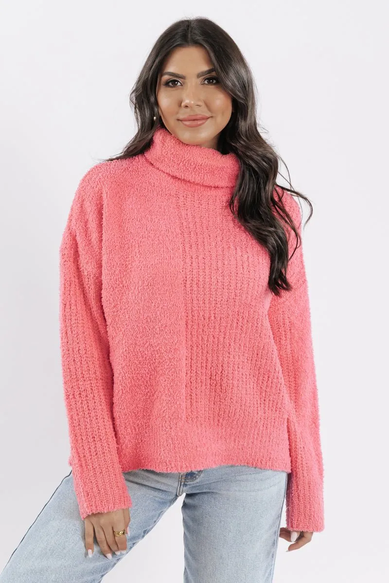 Pink Long Sleeve Turtleneck Sweater - FINAL SALE