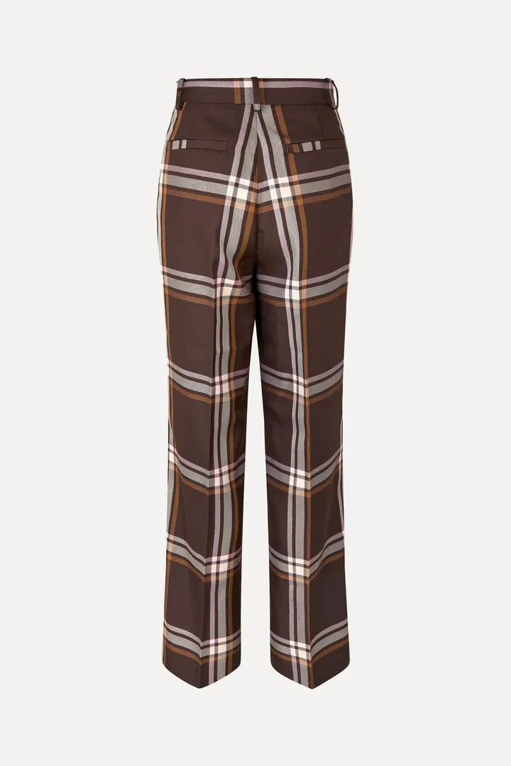 Pleat Straight Pants Weaved Checks