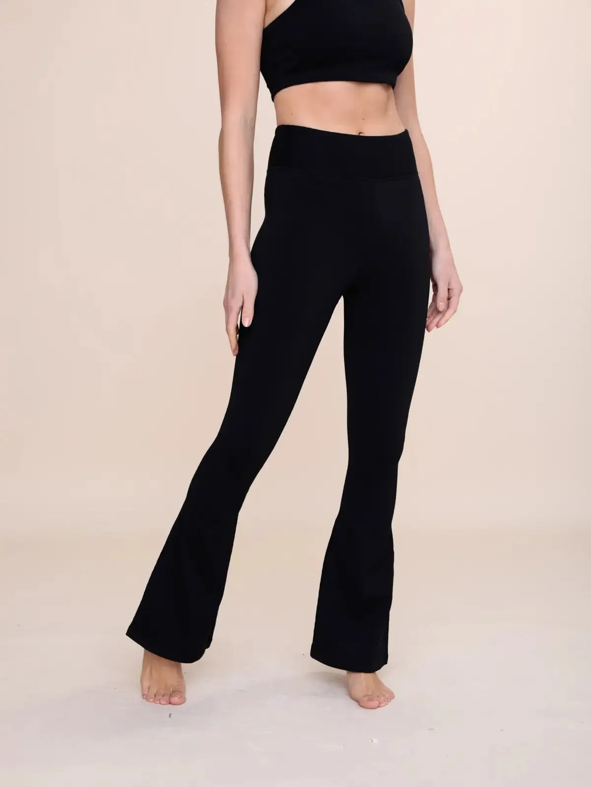 Ribbed Flare High-Waist Legging