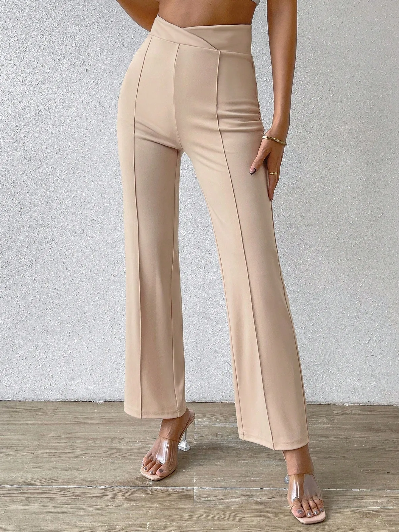 SHEIN Priv̩ Solid Flare Leg Pants