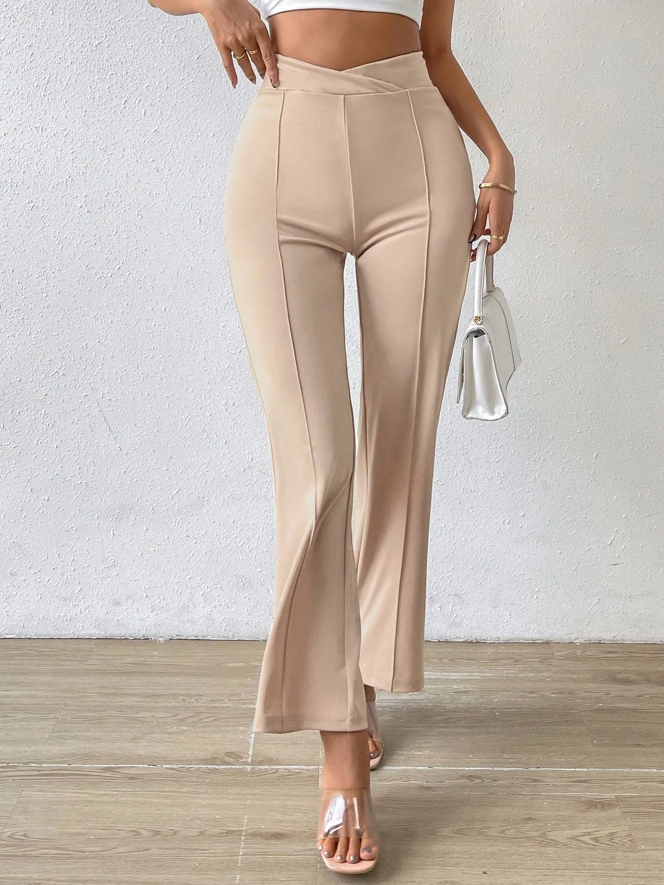 SHEIN Priv̩ Solid Flare Leg Pants