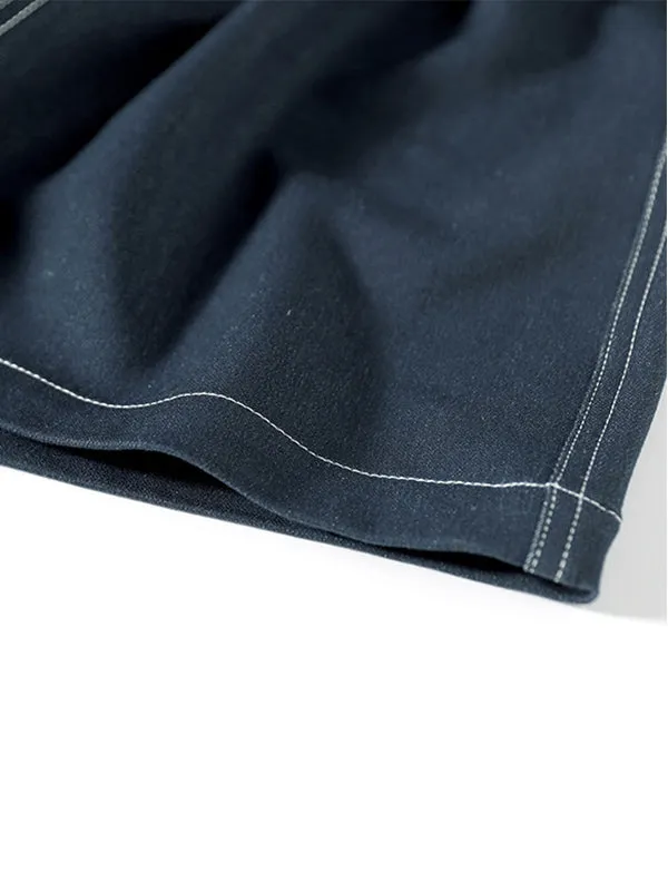 Simple Split-Joint Side Pocket A-Line Denim Skirt