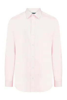 Slim Fit Plain 100% Cotton Pink Casual Shirt