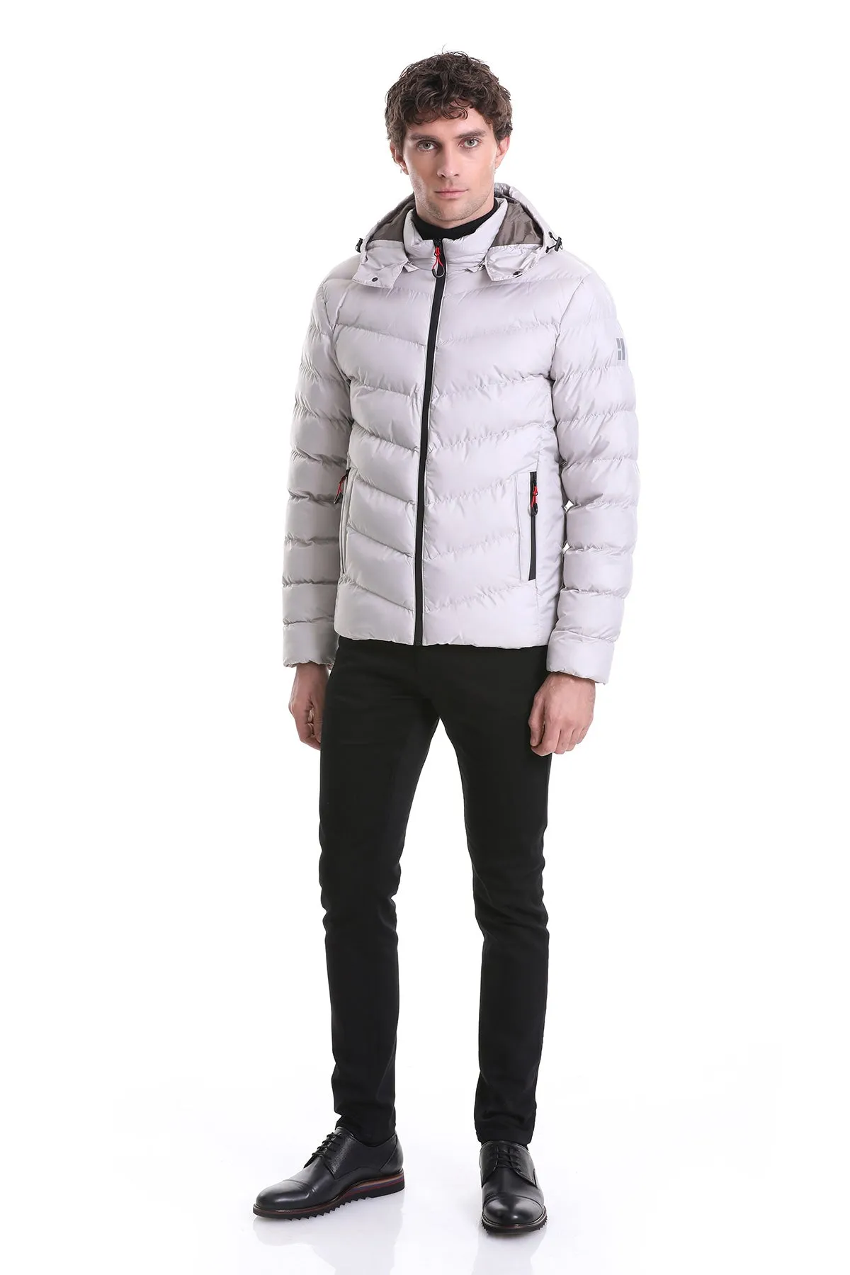 Slim Fit Stone Tom Hooded Stand Collar Coat