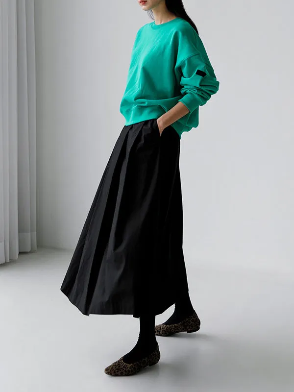 Solid Color A-line Loose Skirts Bottoms