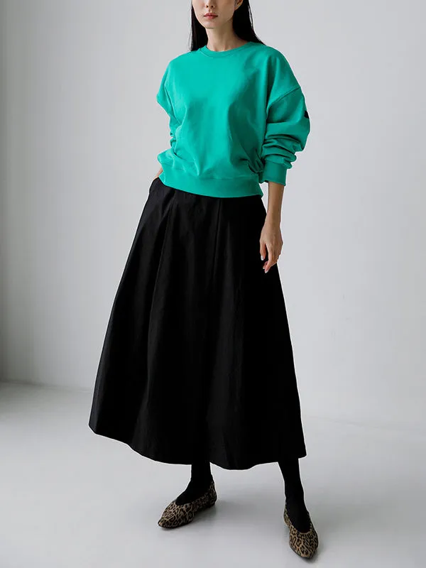 Solid Color A-line Loose Skirts Bottoms