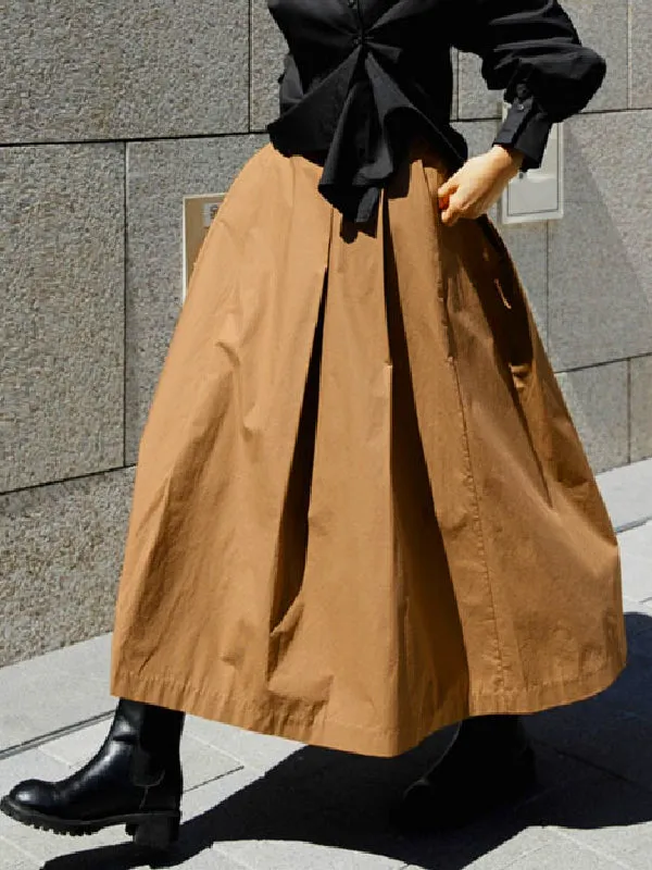 Solid Color A-line Loose Skirts Bottoms