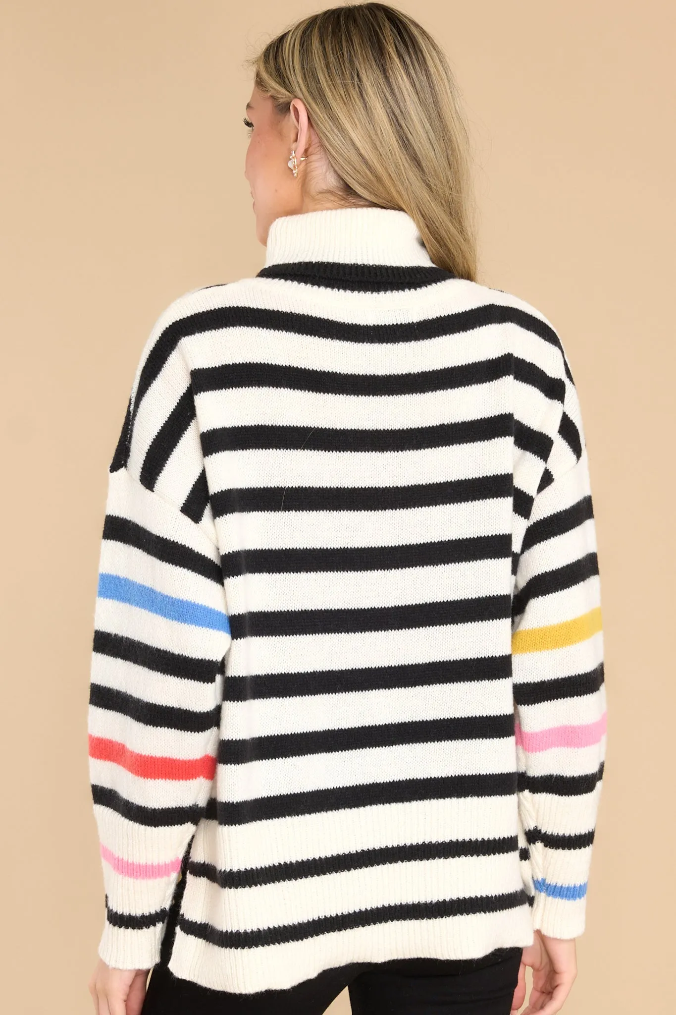 Stay Concentrated Ivory Multi Striped Sweater