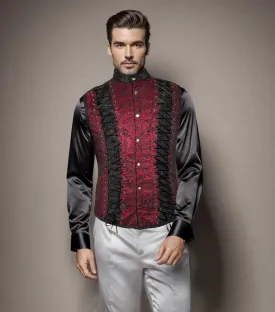 Steampunk Count- Black and Red Brocade Waistcoat