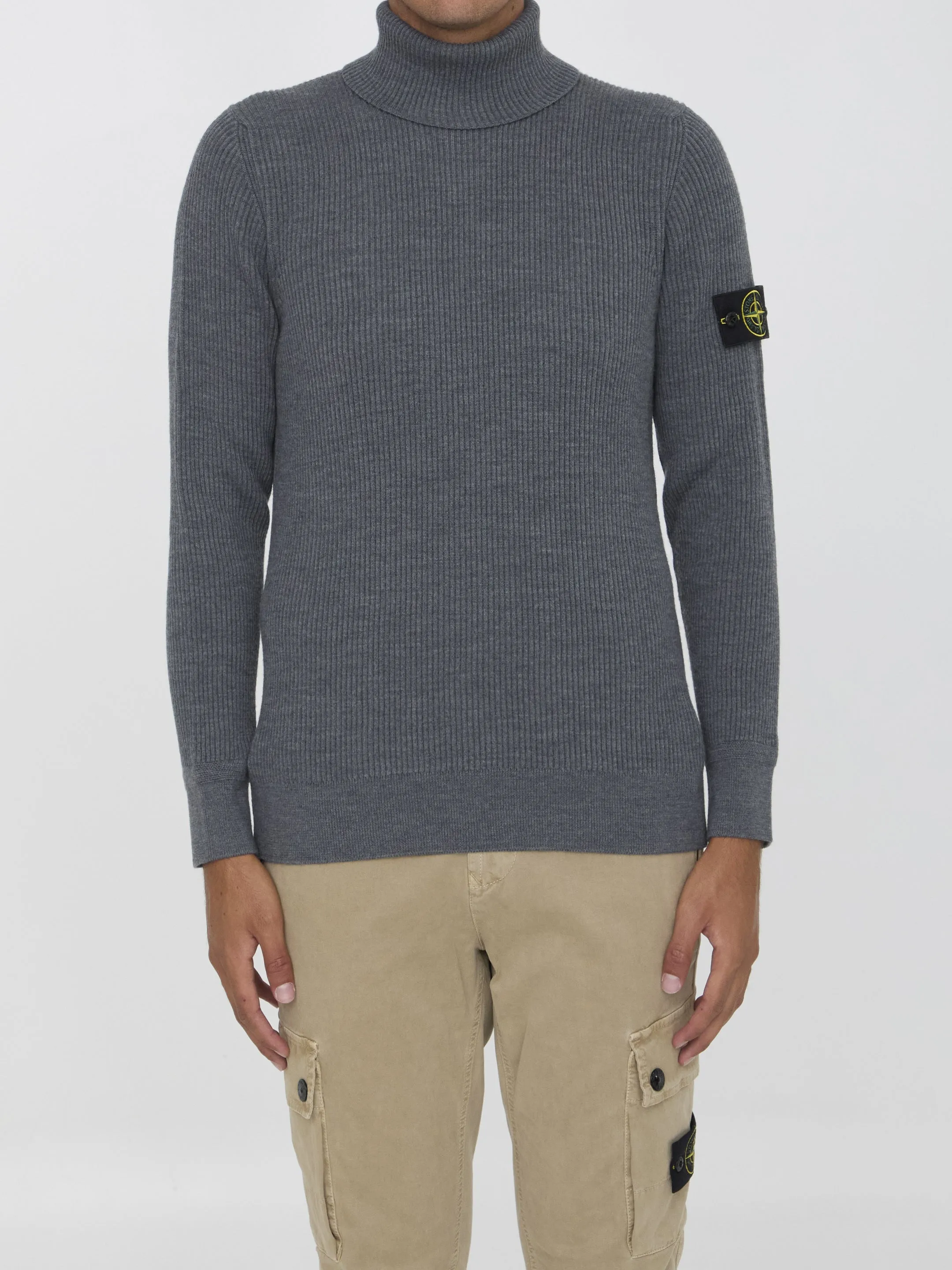 Stone Island Turtleneck Sweater In Wool