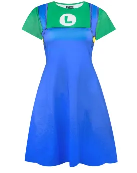 Super Mario Luigi Women's Costume Dress Ladies Fancy Dress Party Cosplay