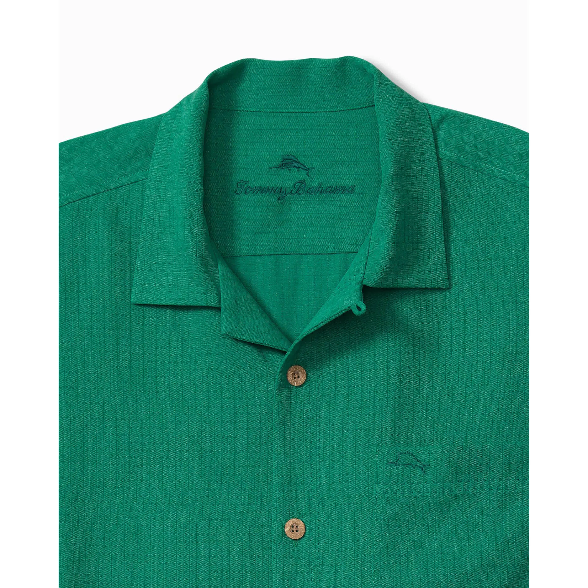 Tommy Bahama Coastal Breeze Check Camp Shirt - Cadmium Green