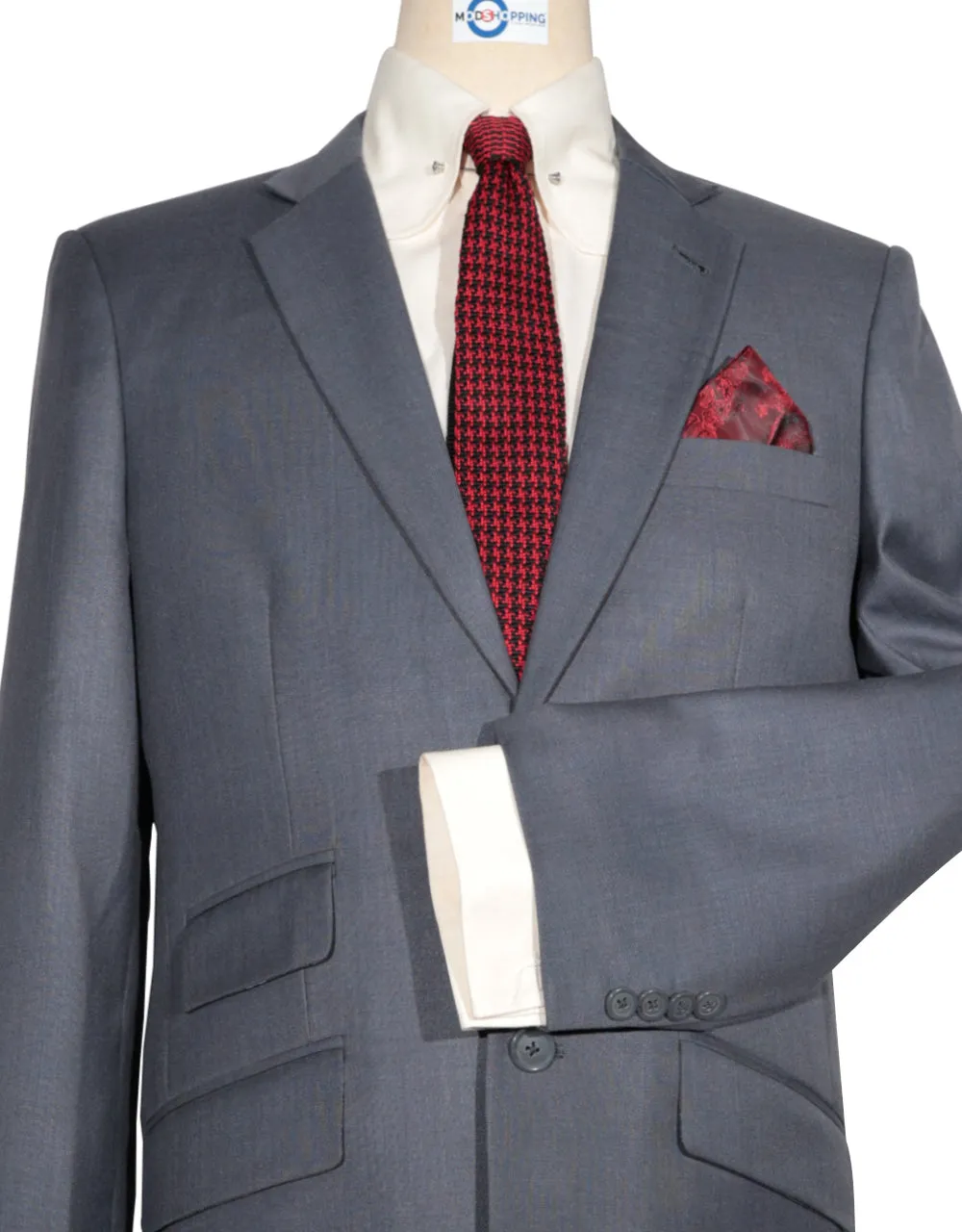 Two Button Suit - Grey Shark Skin Suit