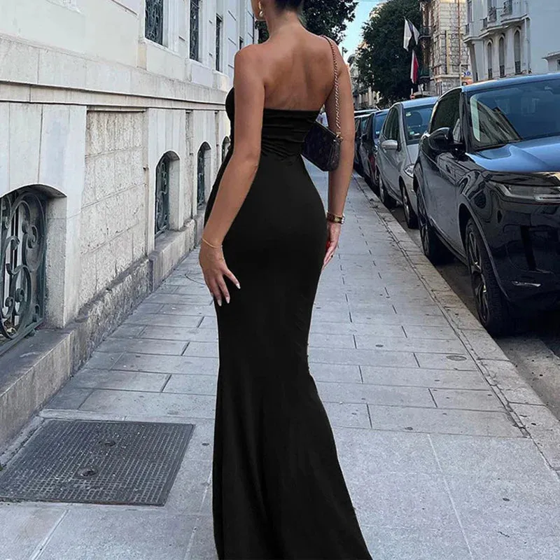 Uniwim Elegant Strapless Off Shoulder Long Dress