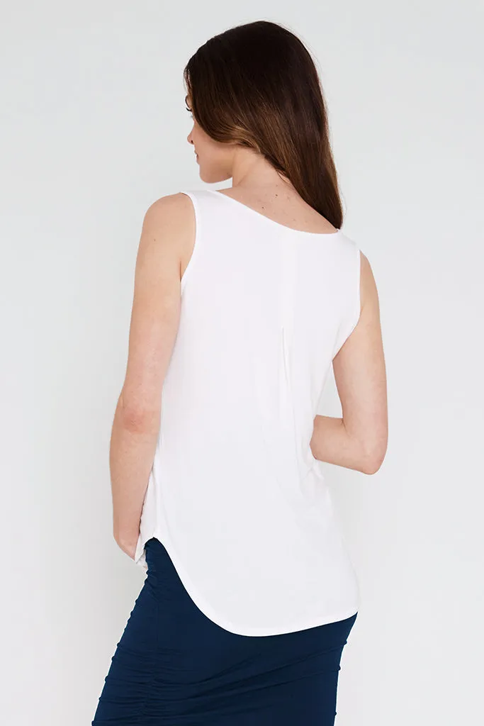 V Neck Singlet - Ivory