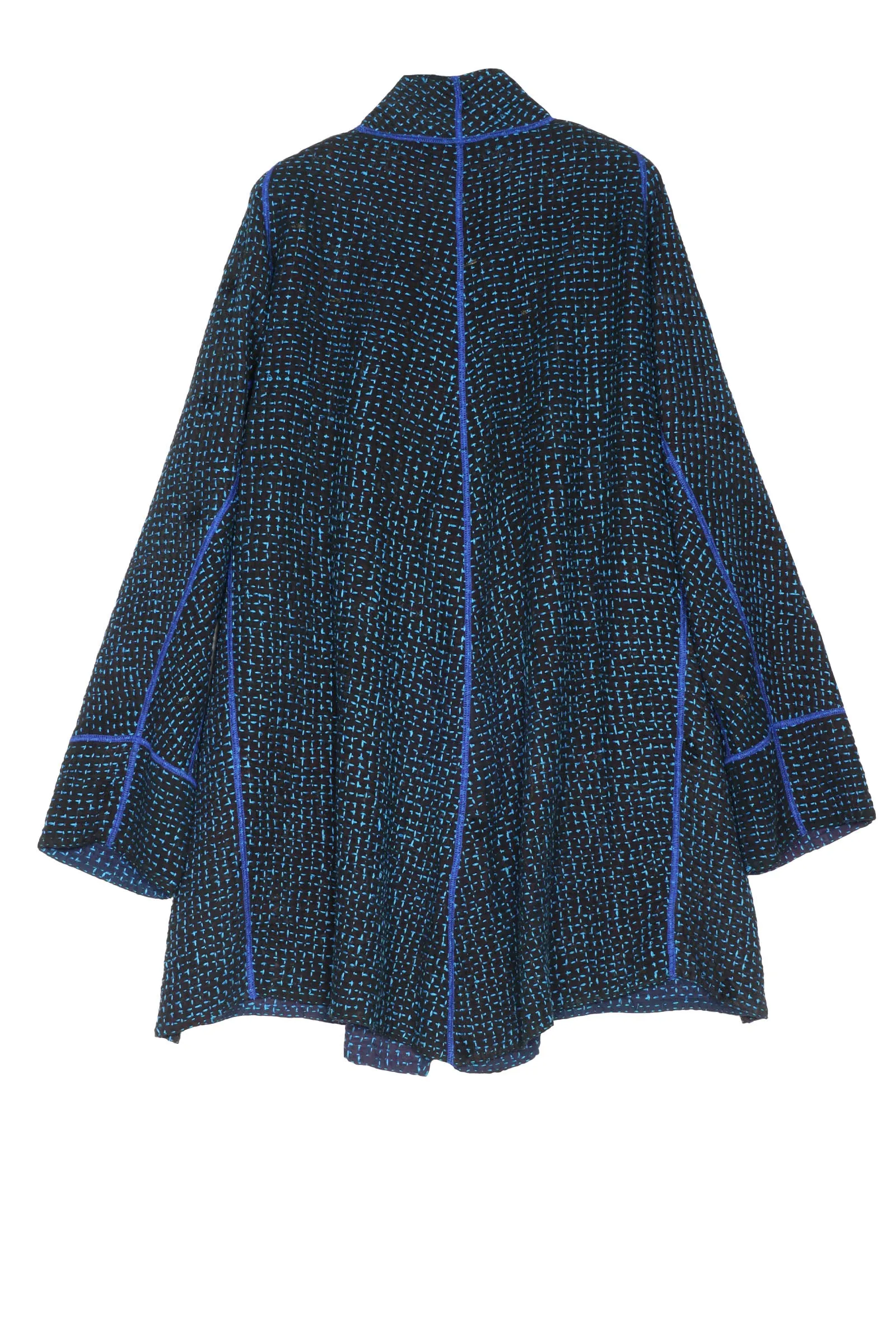 WAFFLE KANTHA FUNNEL COLLAR COAT