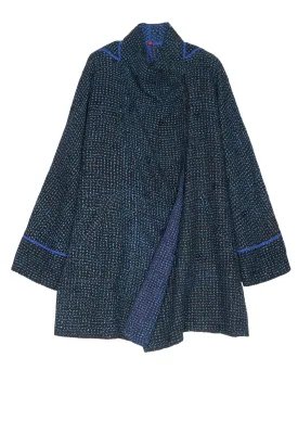 WAFFLE KANTHA FUNNEL COLLAR COAT