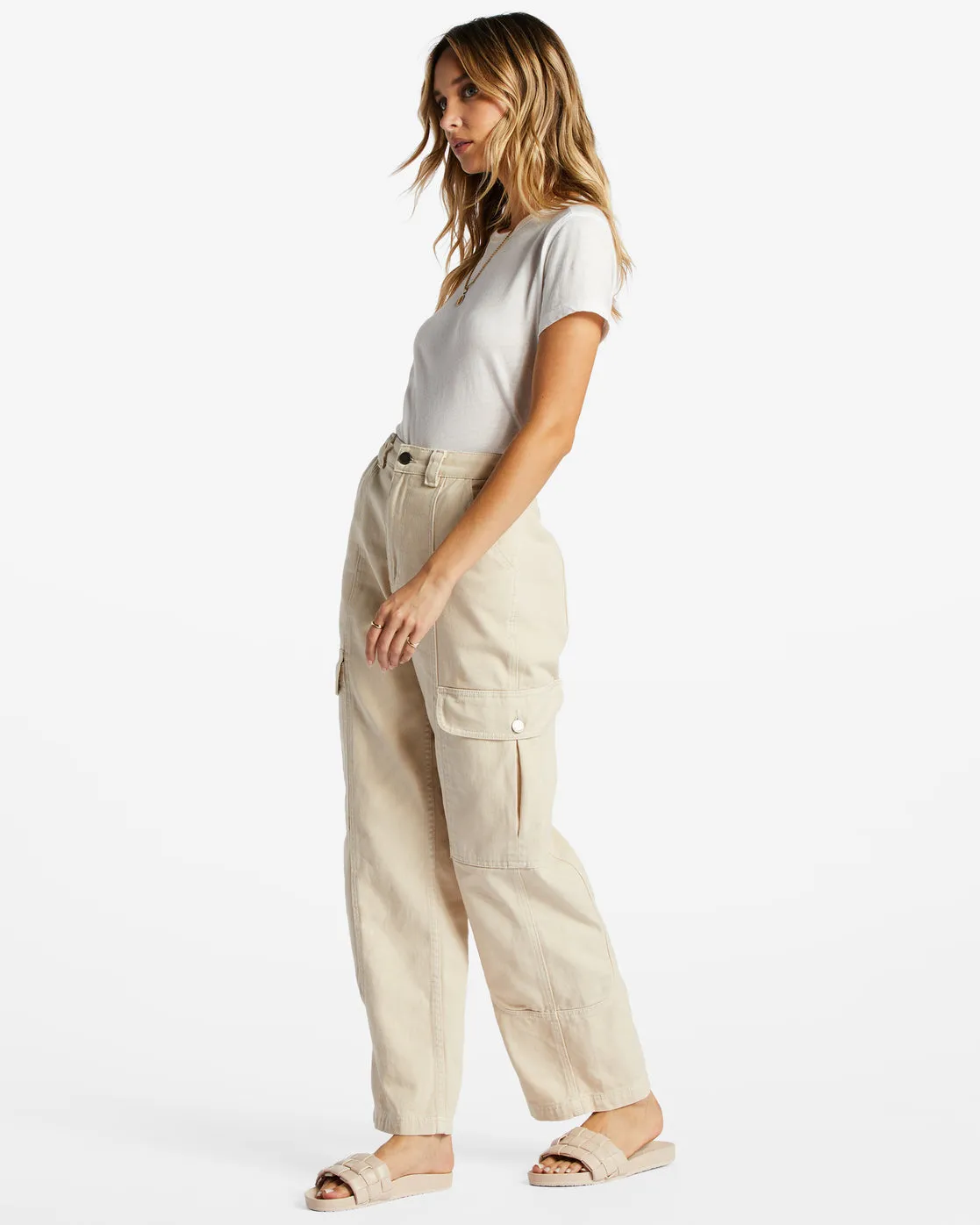 Wall To Wall Denim Cargo Pants - Antique White 1