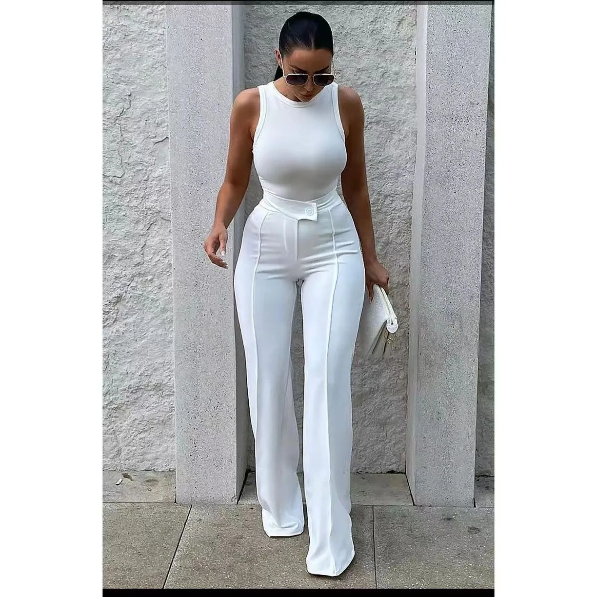 White High Waist Temperament Slimming Tapered Pants