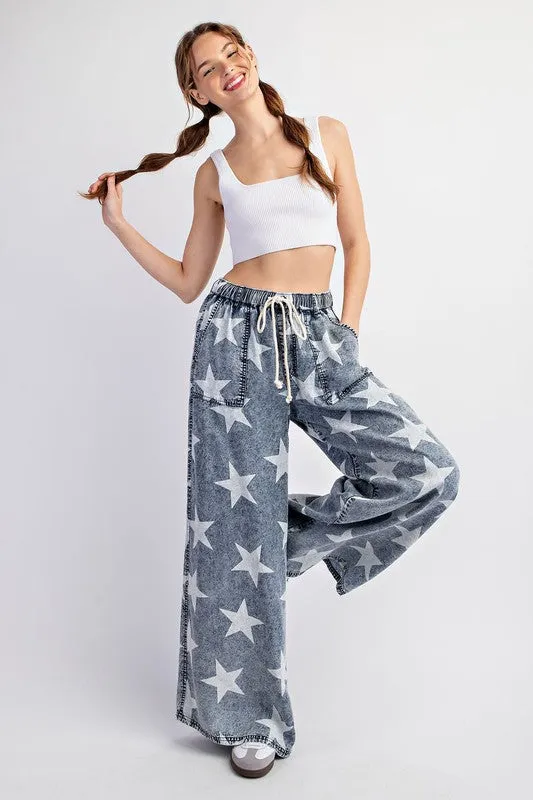 Women's Star Print Straight Leg Baggy Pants