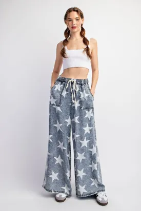 Women's Star Print Straight Leg Baggy Pants