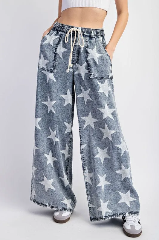 Women's Star Print Straight Leg Baggy Pants