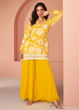 Yellow Georgette Party Wear Indo-Western Co-Ords Set