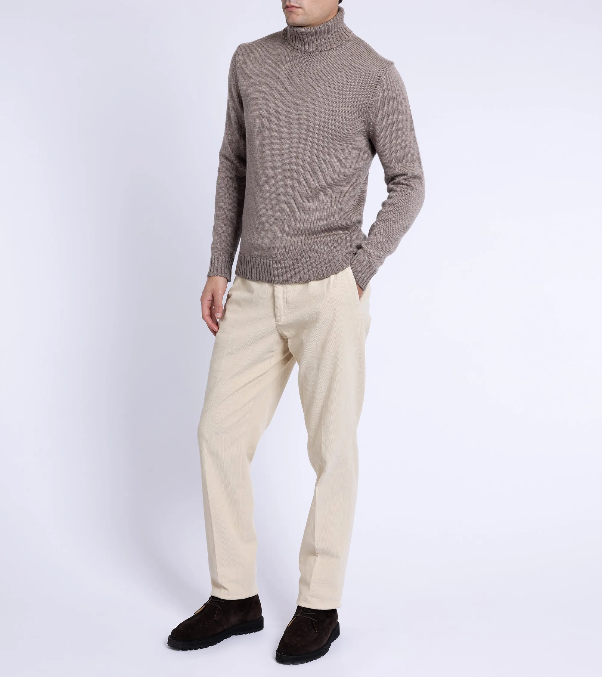 Zanone 5 Gauge Merino Roll Neck Sweater: Beige