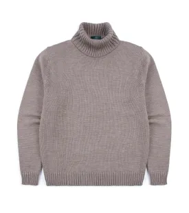 Zanone 5 Gauge Merino Roll Neck Sweater: Beige