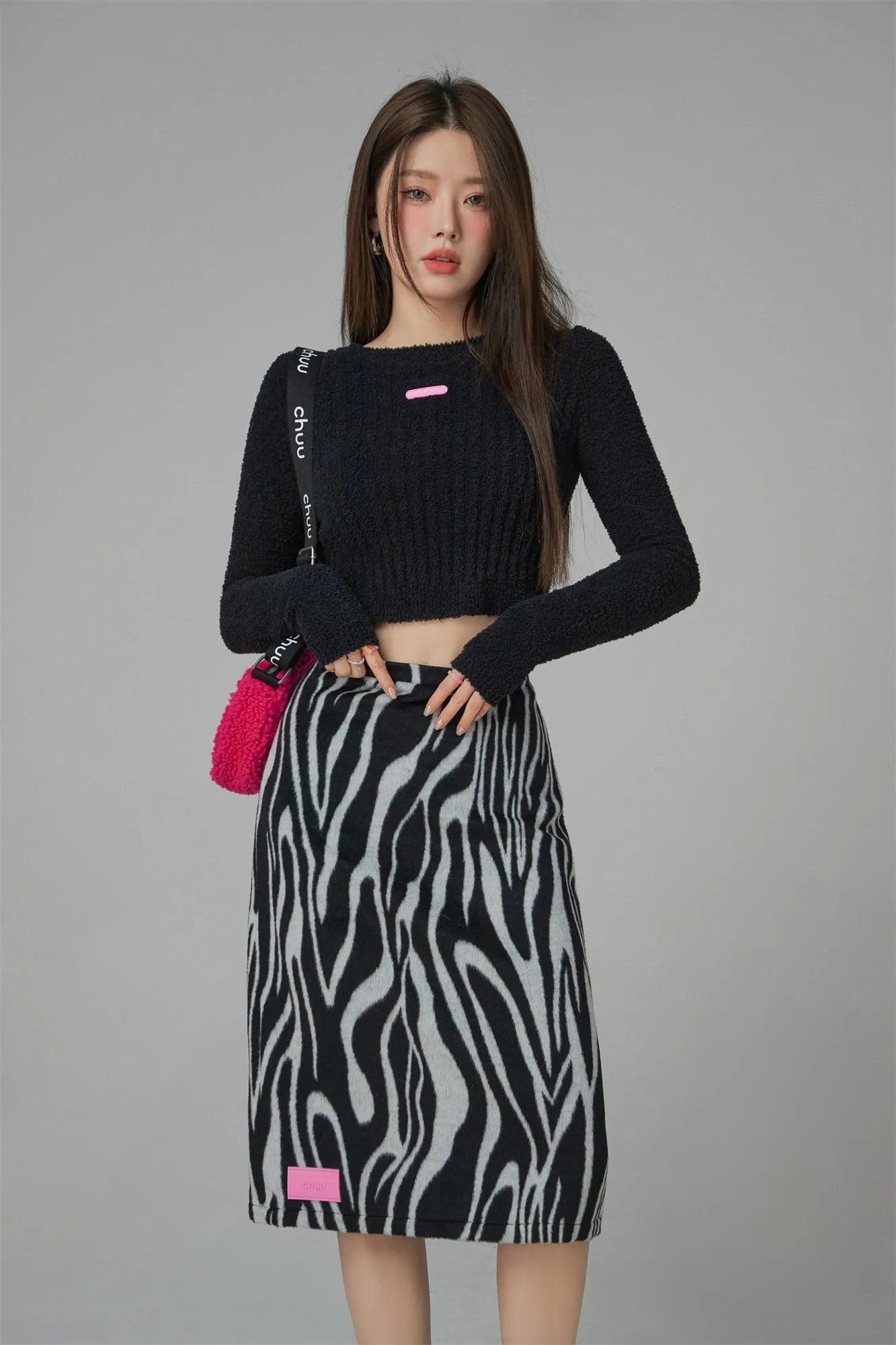 Zebra A-Line Midi Skirt